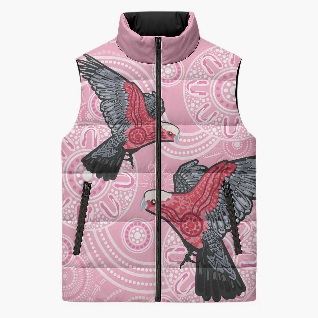 Pink Galah Aussie Aboriginal Sleeveless Puffer Jacket Soaring High - Aussie Hoodie