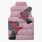 Pink Galah Aussie Aboriginal Sleeveless Puffer Jacket Soaring High - Aussie Hoodie