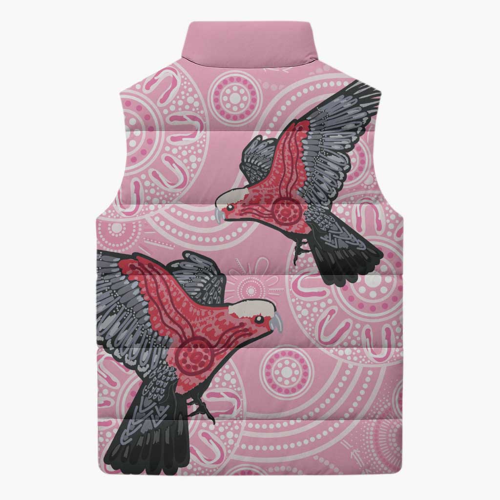 Pink Galah Aussie Aboriginal Sleeveless Puffer Jacket Soaring High - Aussie Hoodie