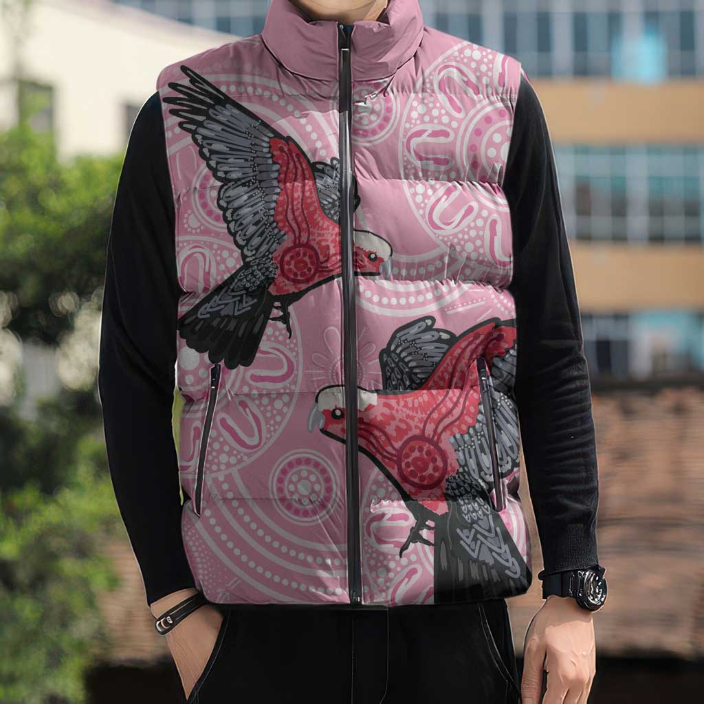 Pink Galah Aussie Aboriginal Sleeveless Puffer Jacket Soaring High - Aussie Hoodie