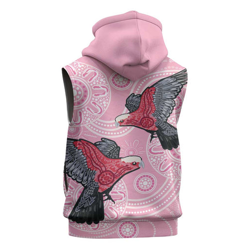 Pink Galah Aussie Aboriginal Sleeveless Zip Hoodie Soaring High LT7