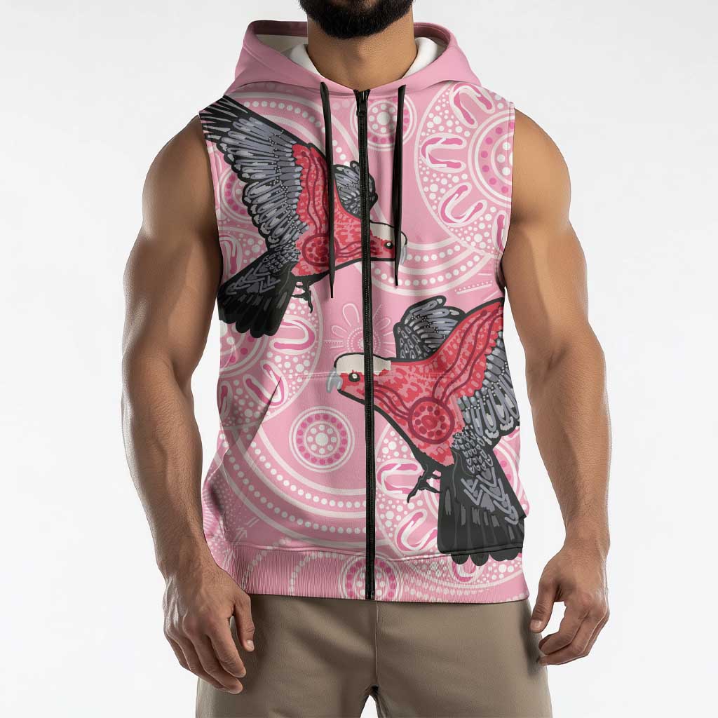 Pink Galah Aussie Aboriginal Sleeveless Zip Hoodie Soaring High LT7
