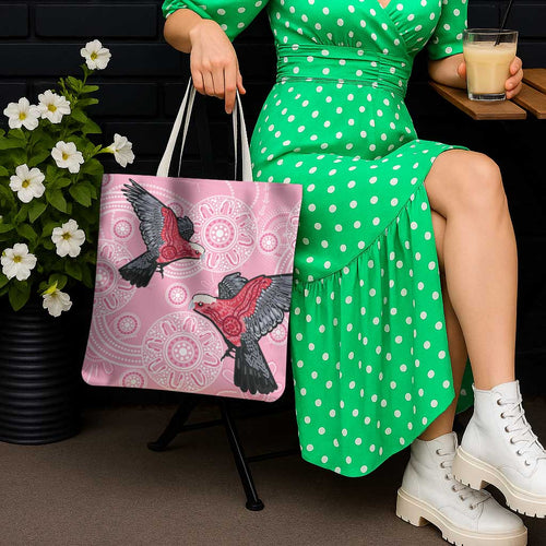 Pink Galah Aussie Aboriginal Tote Bag Soaring High - Aussie Hoodie