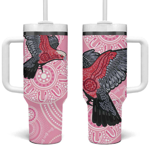 Pink Galah Aussie Aboriginal Tumbler With Handle Soaring High - Aussie Hoodie