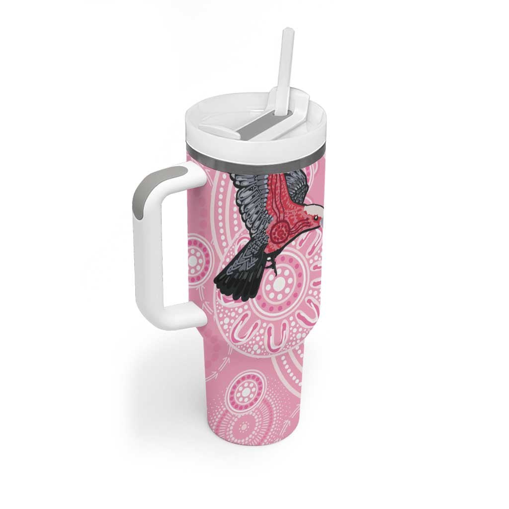 Pink Galah Aussie Aboriginal Tumbler With Handle Soaring High - Aussie Hoodie