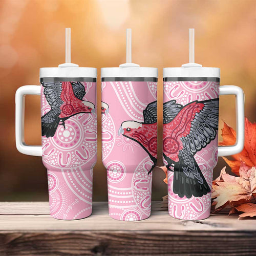 Pink Galah Aussie Aboriginal Tumbler With Handle Soaring High - Aussie Hoodie