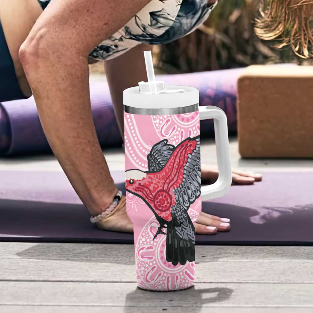 Pink Galah Aussie Aboriginal Tumbler With Handle Soaring High - Aussie Hoodie