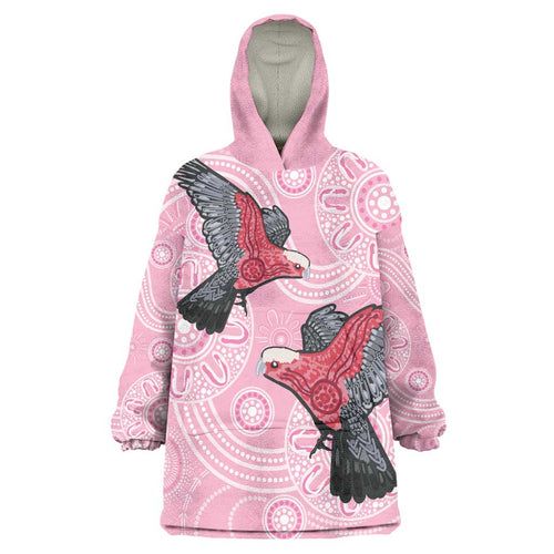 Pink Galah Aussie Aboriginal Wearable Blanket Hoodie Soaring High - Aussie Hoodie