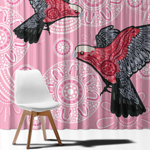 Pink Galah Aussie Aboriginal Window Curtain Soaring High - Aussie Hoodie