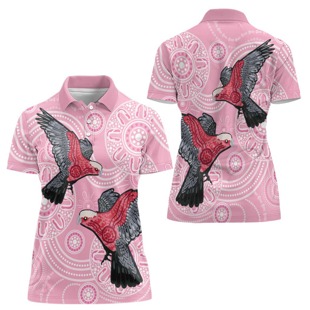Pink Galah Aussie Aboriginal Women Polo Shirt Soaring High - Aussie Hoodie