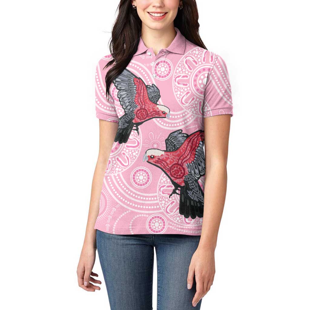 Pink Galah Aussie Aboriginal Women Polo Shirt Soaring High - Aussie Hoodie