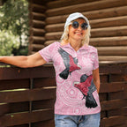 Pink Galah Aussie Aboriginal Women Polo Shirt Soaring High - Aussie Hoodie