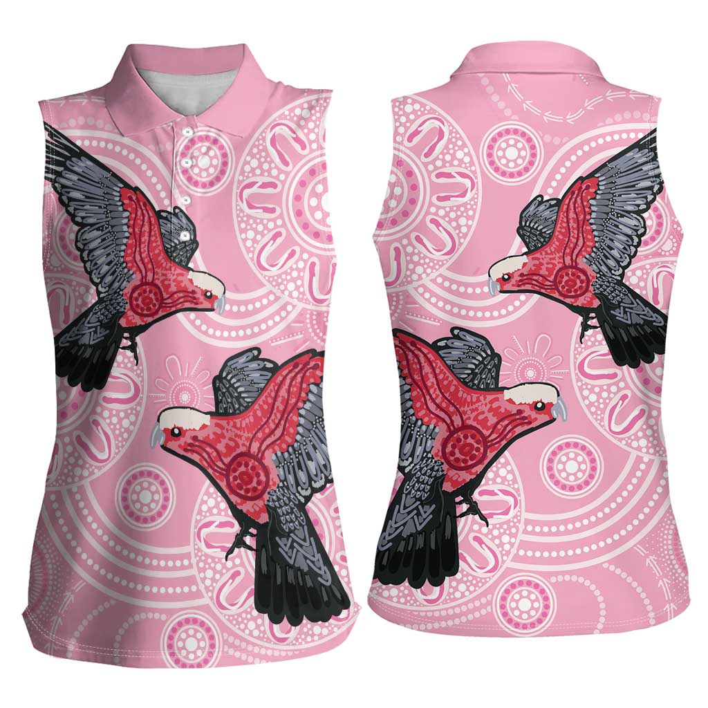 Pink Galah Aussie Aboriginal Women Sleeveless Polo Shirt Soaring High - Aussie Hoodie