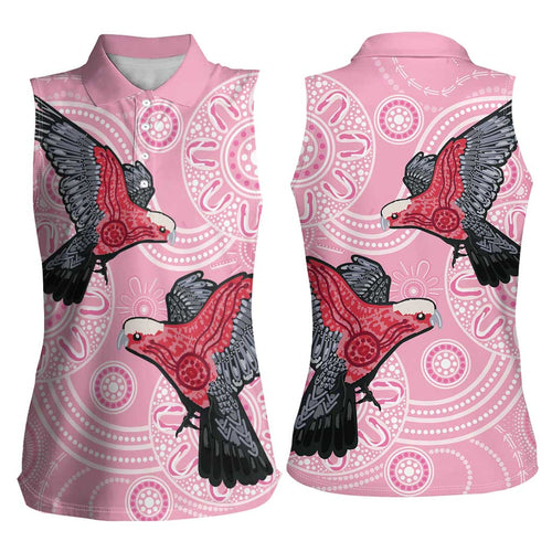 Pink Galah Aussie Aboriginal Women Sleeveless Polo Shirt Soaring High - Aussie Hoodie