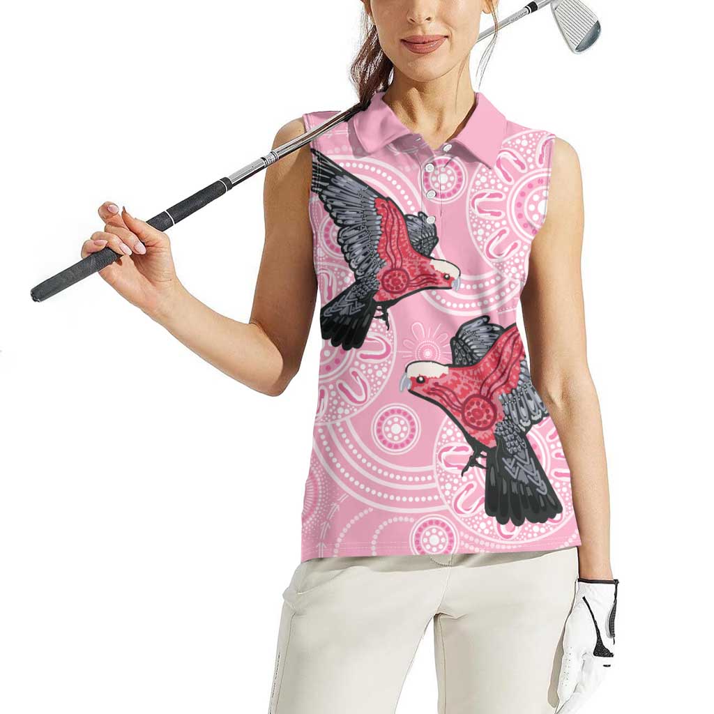 Pink Galah Aussie Aboriginal Women Sleeveless Polo Shirt Soaring High - Aussie Hoodie