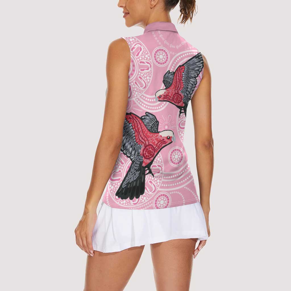 Pink Galah Aussie Aboriginal Women Sleeveless Polo Shirt Soaring High - Aussie Hoodie