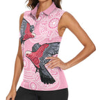Pink Galah Aussie Aboriginal Women Sleeveless Polo Shirt Soaring High - Aussie Hoodie