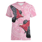 Pink Galah Aussie Aboriginal Women V-Neck T-Shirt Soaring High - Aussie Hoodie