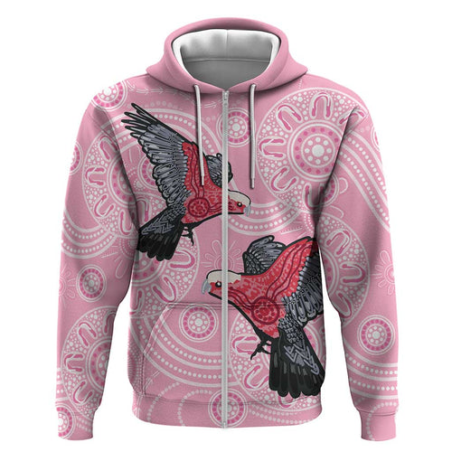Pink Galah Aussie Aboriginal Zip Hoodie Soaring High - Aussie Hoodie