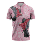 Pink Galah Aussie Aboriginal Zipper Polo Shirt Soaring High - Aussie Hoodie