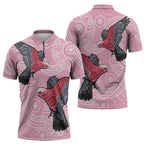 Pink Galah Aussie Aboriginal Zipper Polo Shirt Soaring High - Aussie Hoodie