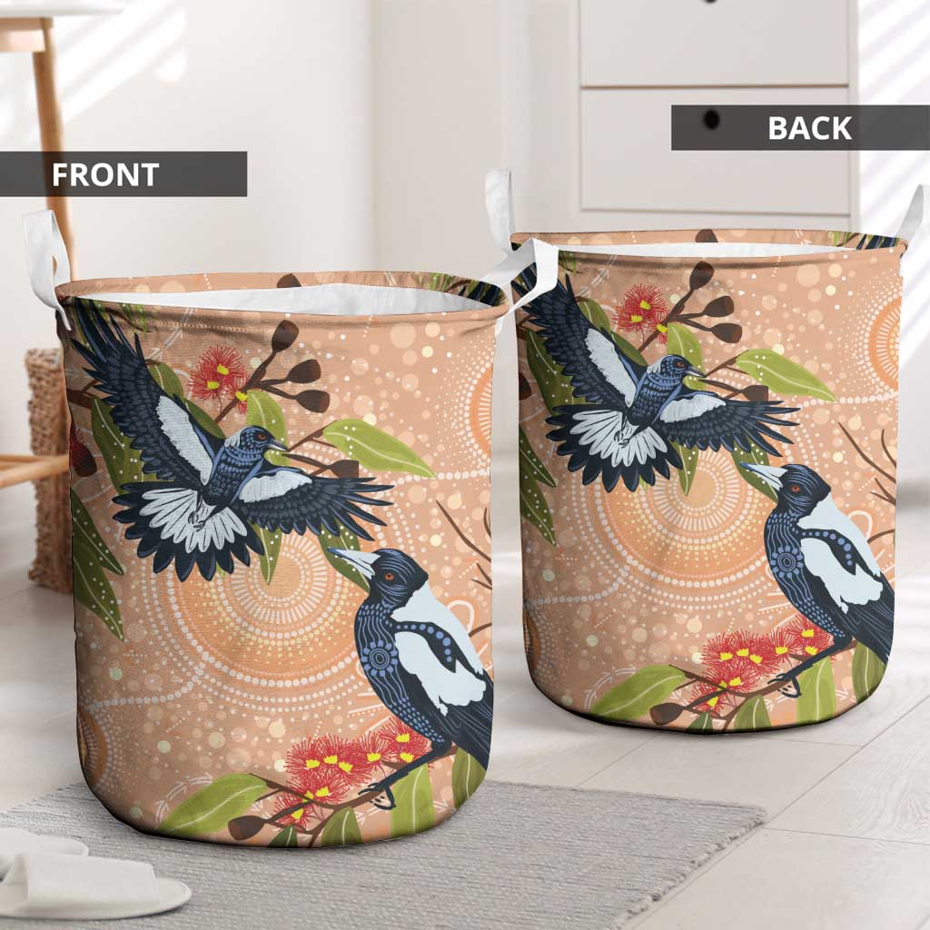 Magpies On Eucalyptus Australia Aboriginal Laundry Basket - Aussie Hoodie