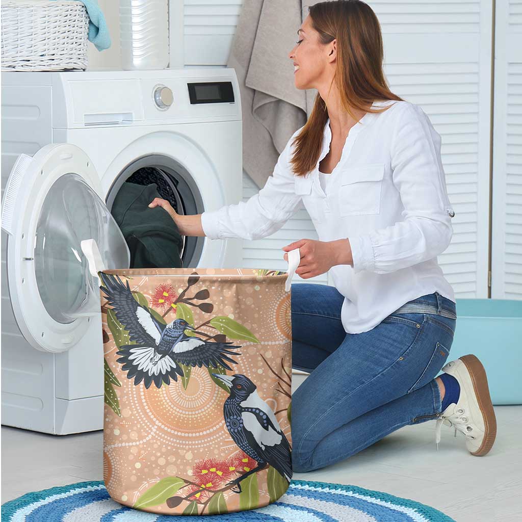 Magpies On Eucalyptus Australia Aboriginal Laundry Basket - Aussie Hoodie