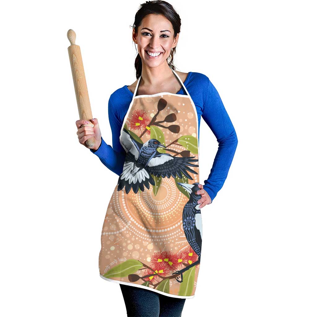 Magpies On Eucalyptus Australia Aboriginal Apron - Aussie Hoodie