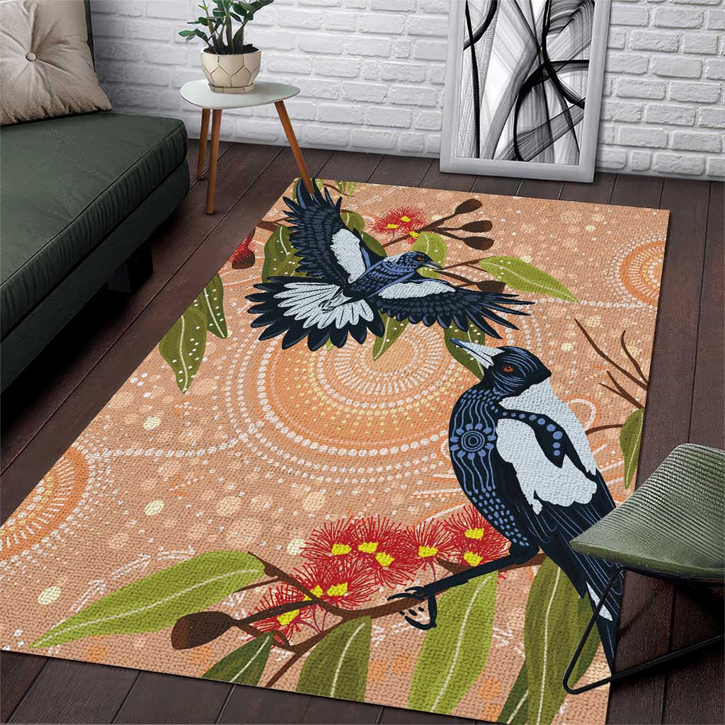 Magpies On Eucalyptus Australia Aboriginal Area Rug - Aussie Hoodie
