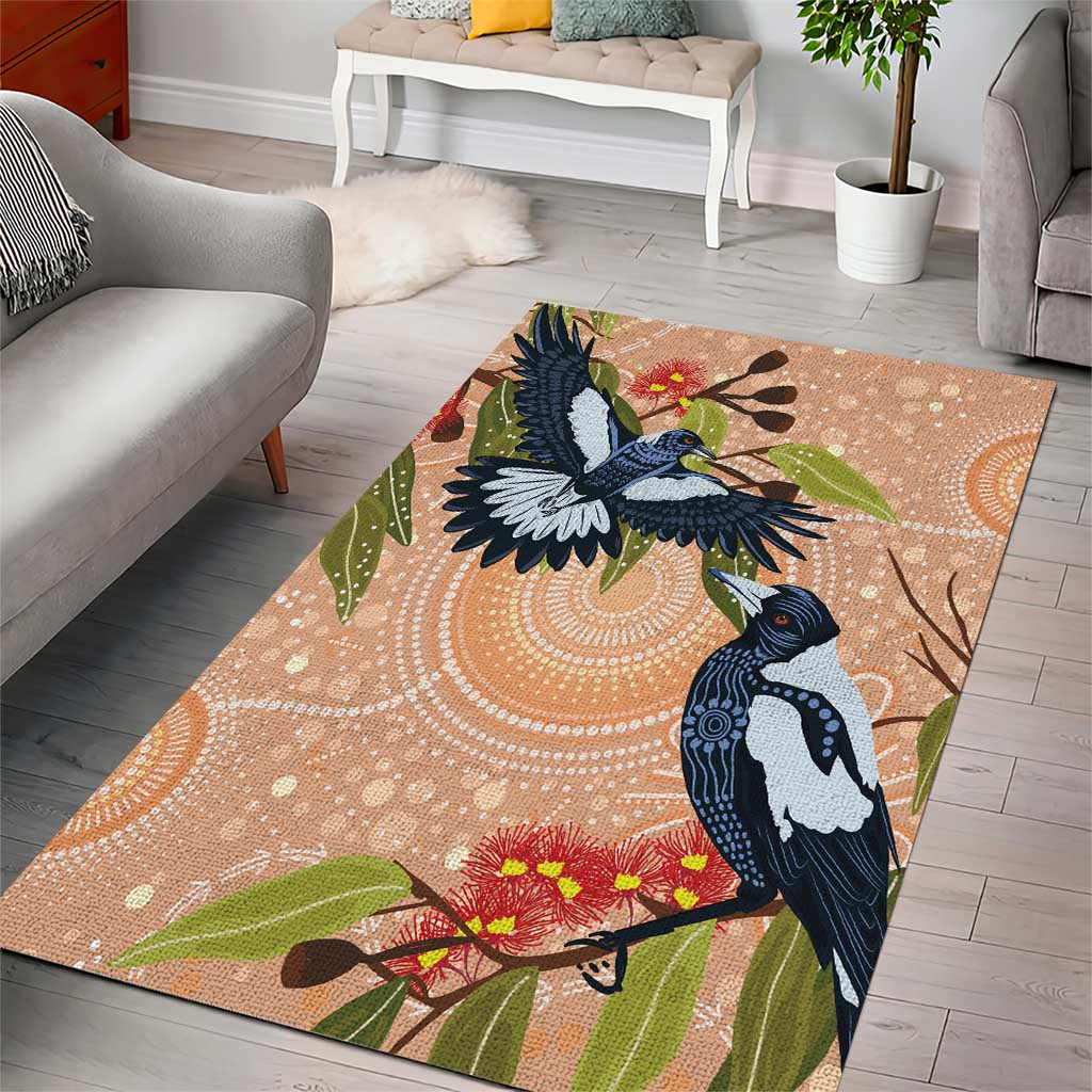 Magpies On Eucalyptus Australia Aboriginal Area Rug - Aussie Hoodie