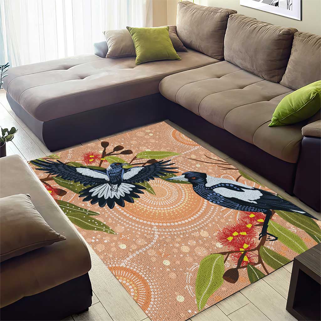 Magpies On Eucalyptus Australia Aboriginal Area Rug - Aussie Hoodie