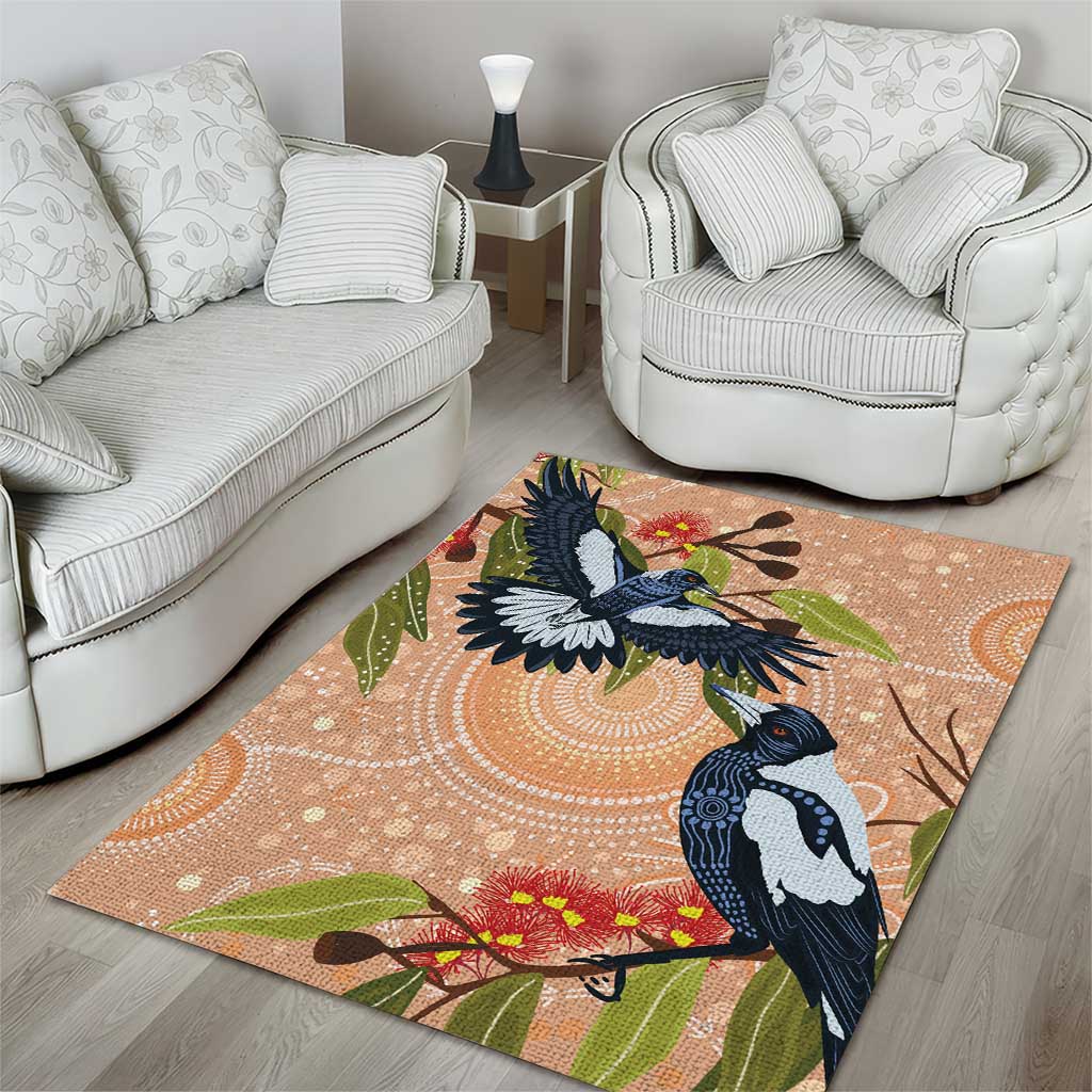 Magpies On Eucalyptus Australia Aboriginal Area Rug - Aussie Hoodie