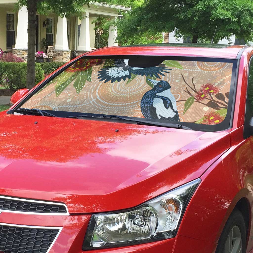 Magpies On Eucalyptus Australia Aboriginal Auto Sun Shade - Aussie Hoodie