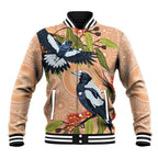 Magpies On Eucalyptus Australia Aboriginal Baseball Jacket - Aussie Hoodie