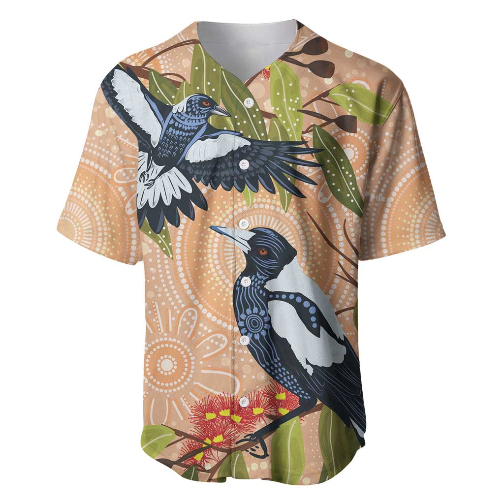 Magpies On Eucalyptus Australia Aboriginal Baseball Jersey - Aussie Hoodie