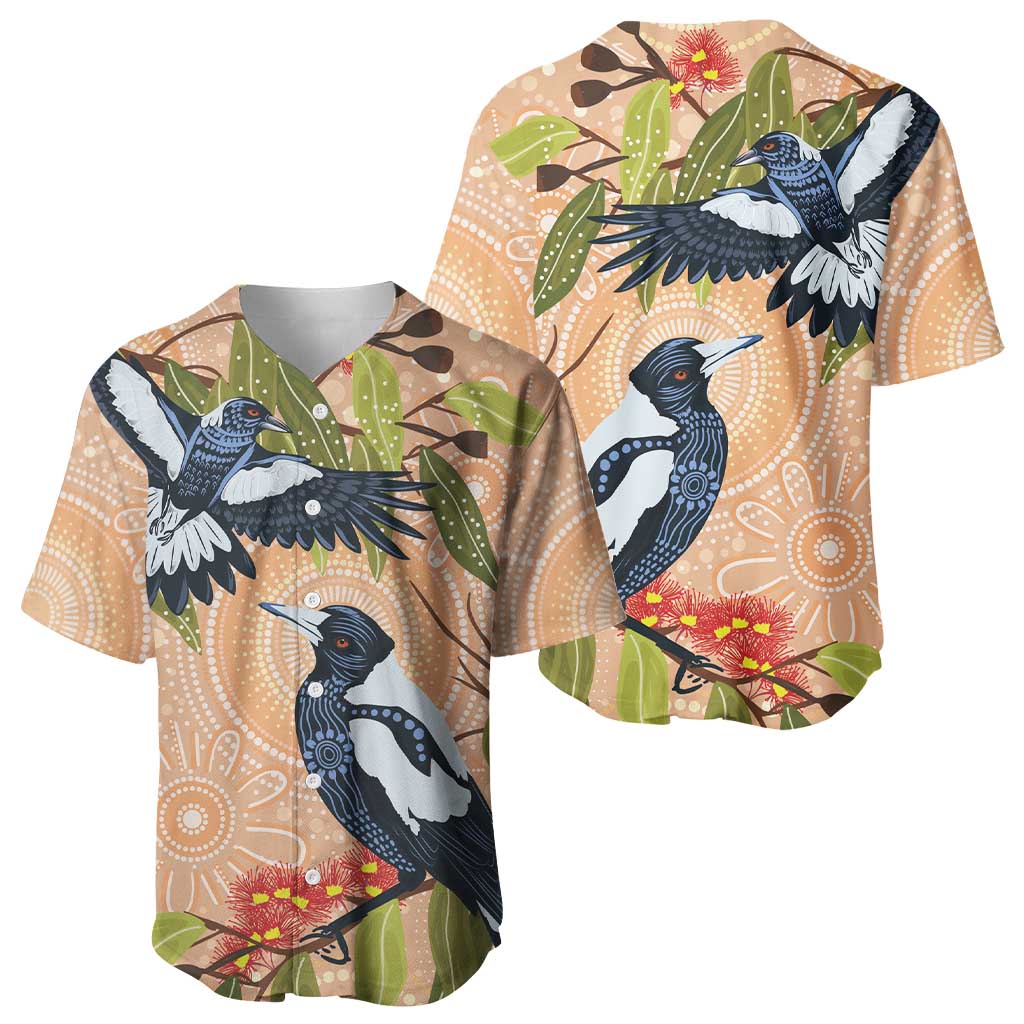 Magpies On Eucalyptus Australia Aboriginal Baseball Jersey - Aussie Hoodie