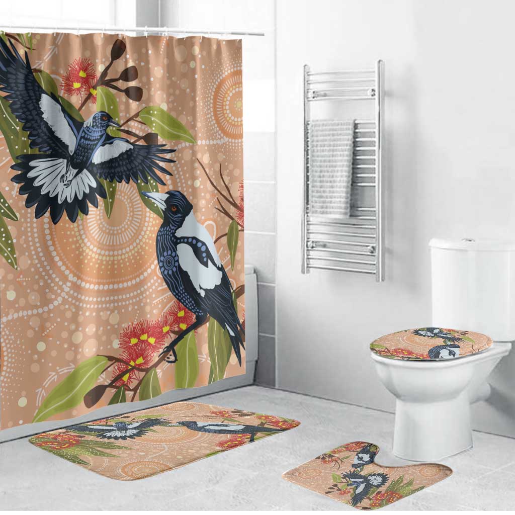 Magpies On Eucalyptus Australia Aboriginal Bathroom Set - Aussie Hoodie