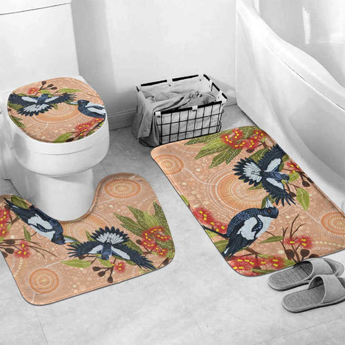 Magpies On Eucalyptus Australia Aboriginal Bathroom Set - Aussie Hoodie