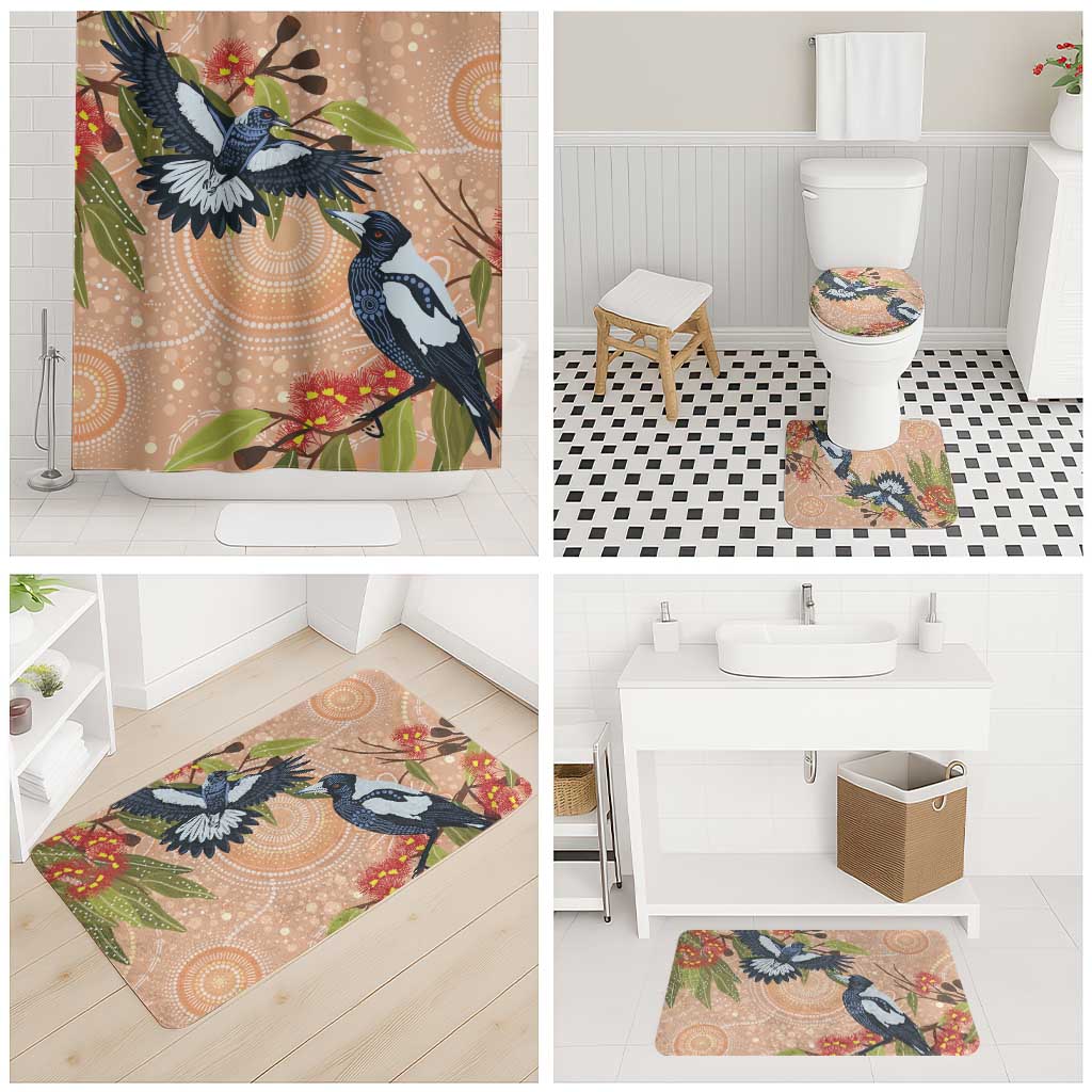 Magpies On Eucalyptus Australia Aboriginal Bathroom Set - Aussie Hoodie