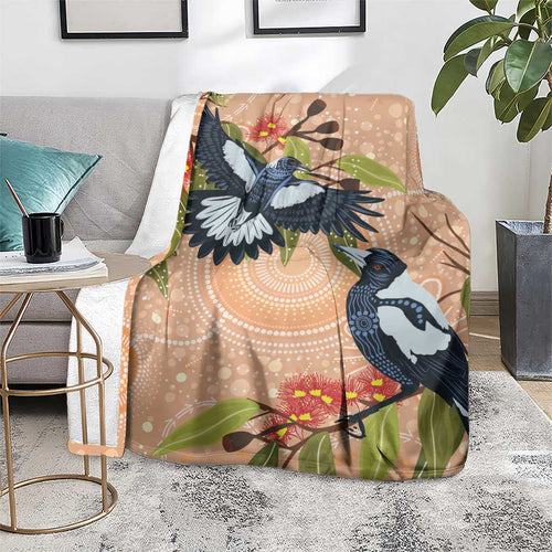 Magpies On Eucalyptus Australia Aboriginal Blanket - Aussie Hoodie