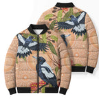 Magpies On Eucalyptus Australia Aboriginal Bomber Puffer Jacket - Aussie Hoodie