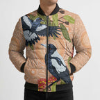 Magpies On Eucalyptus Australia Aboriginal Bomber Puffer Jacket - Aussie Hoodie