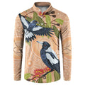 Magpies On Eucalyptus Australia Aboriginal Button Sweatshirt - Aussie Hoodie