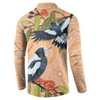 Magpies On Eucalyptus Australia Aboriginal Button Sweatshirt - Aussie Hoodie