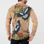 Magpies On Eucalyptus Australia Aboriginal Button Sweatshirt - Aussie Hoodie