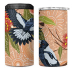 Magpies On Eucalyptus Australia Aboriginal 4 in 1 Can Cooler Tumbler - Aussie Hoodie
