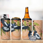 Magpies On Eucalyptus Australia Aboriginal 4 in 1 Can Cooler Tumbler - Aussie Hoodie