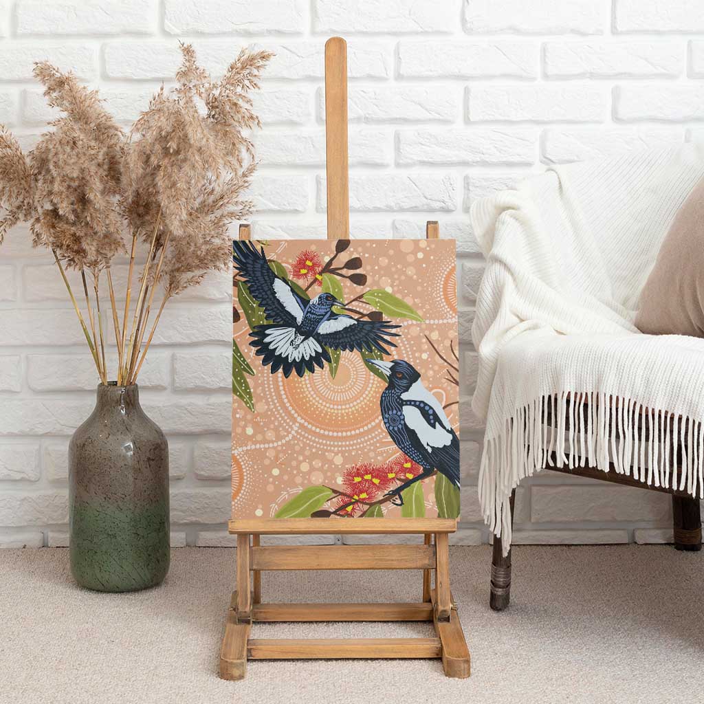Magpies On Eucalyptus Australia Aboriginal Canvas Wall Art - Aussie Hoodie