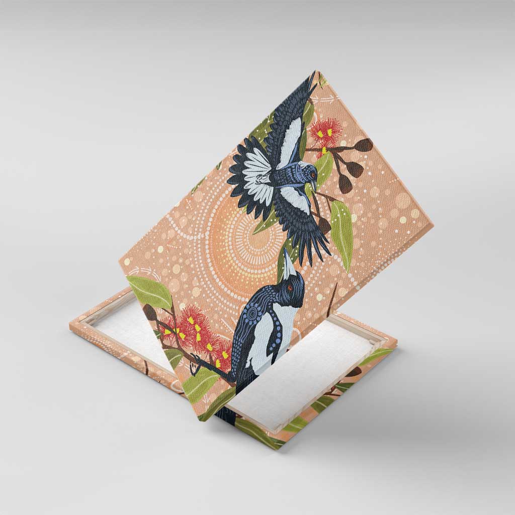 Magpies On Eucalyptus Australia Aboriginal Canvas Wall Art - Aussie Hoodie