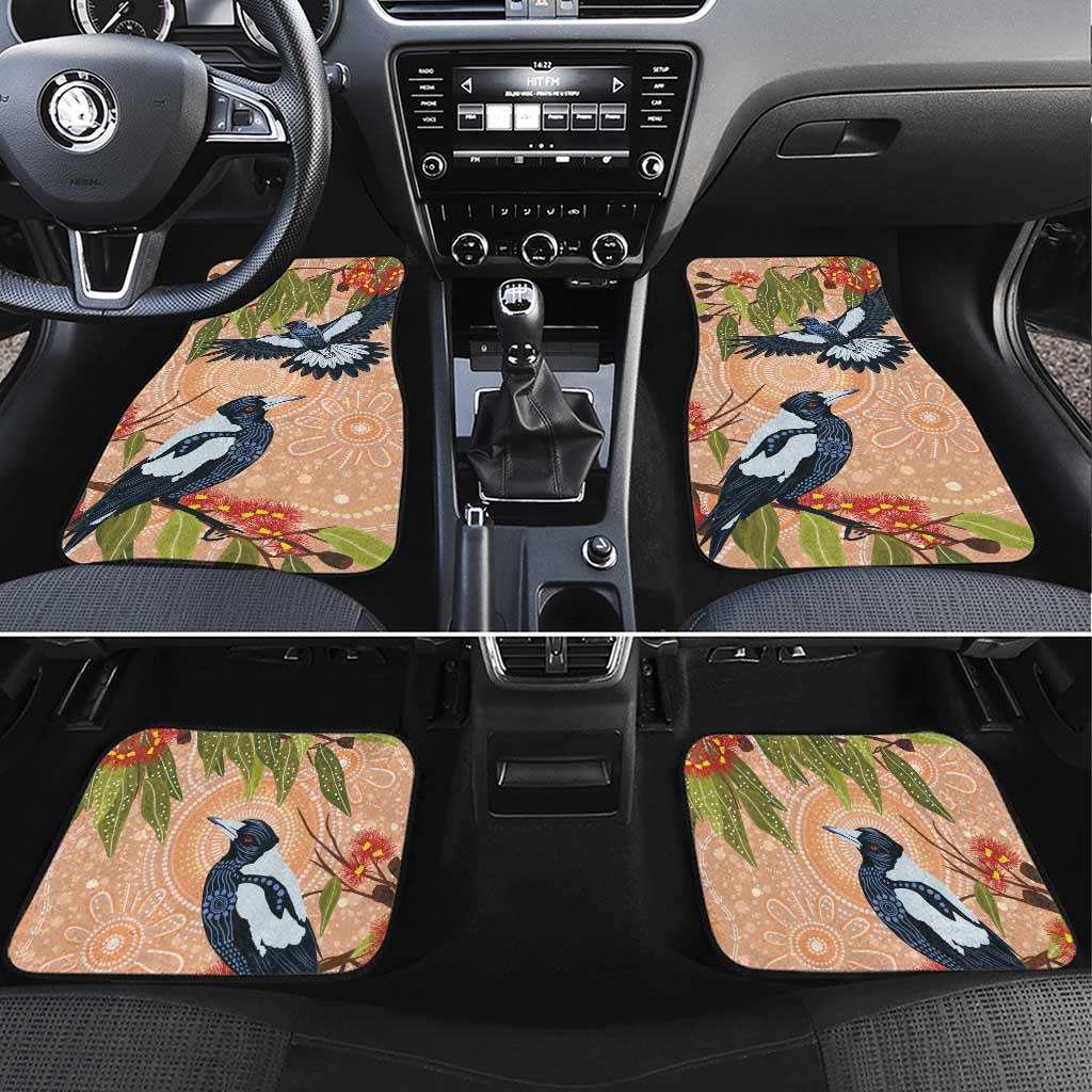 Magpies On Eucalyptus Australia Aboriginal Car Mats - Aussie Hoodie